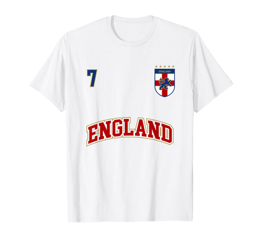 England Football Team Shirt Number 7 + BACK English Flag T-Shirt