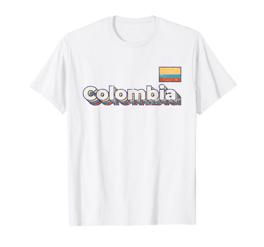 Vintage Retro Faded Colombia Flag Colombian Pride T-Shirt