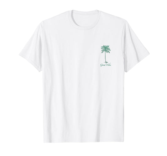 Vintage Hawaiian Palm Tree Beach Tropical Island Pocket Logo T-Shirt