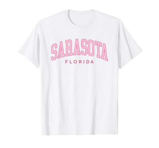 Sarasota Florida Retro Preppy Throwback Pink Girls T-Shirt