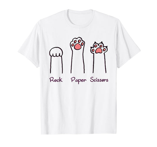Rock Paper Scissors Hand Game Cute Paw Funny Cat T-Shirt for Men Women