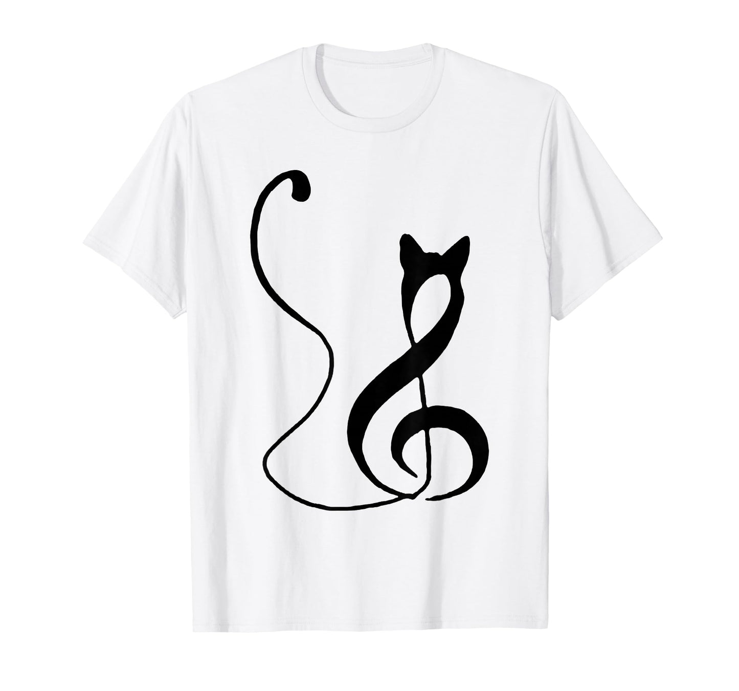 Music Note Inspired Cat Minimalist Music Lover Design T-Shirt