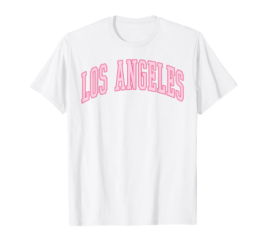 Los Angeles Vintage Preppy Varsity Pink Sports T-Shirt