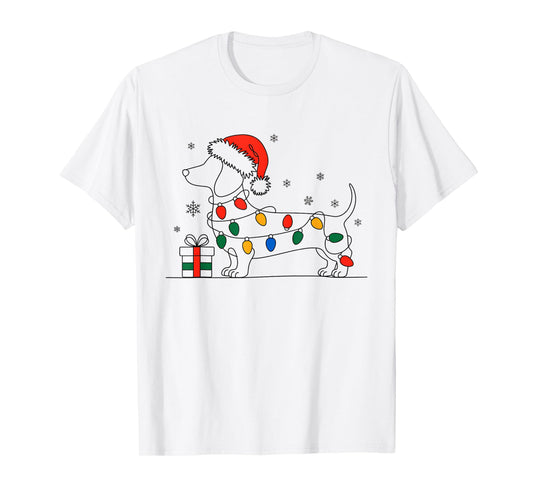 Dachshund Christmas Lights Wiener Dog Sausage Dog Doxie Xmas T-Shirt