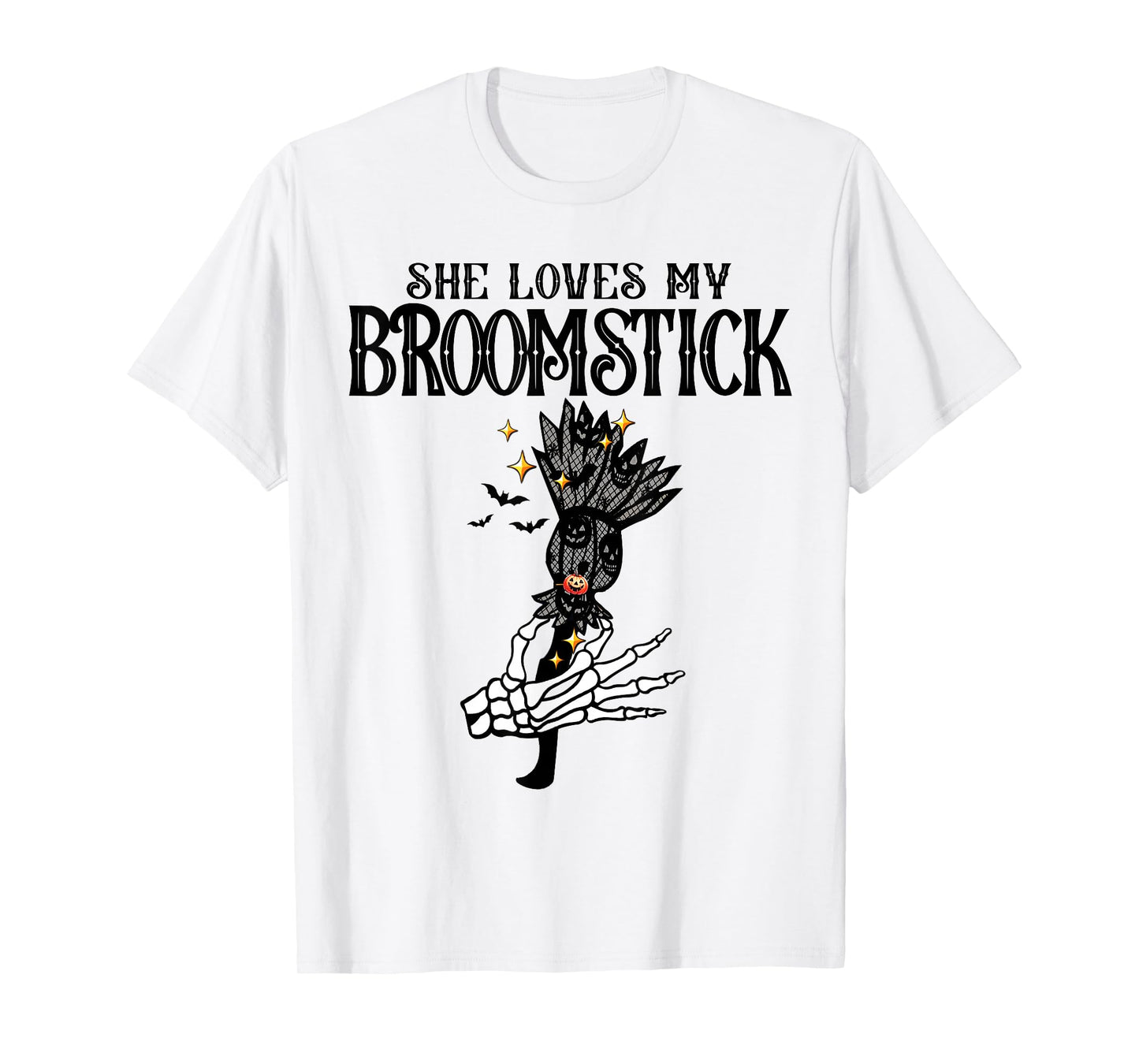 She Loves My Broomstick I Like Her Pumpkins Skeleton Couples T-Shirt