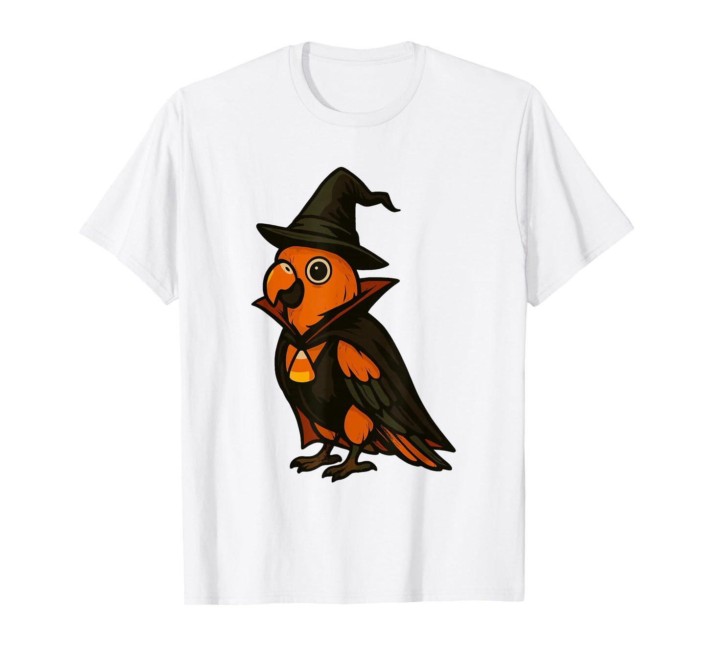 Halloween Parrot Dressed As a Witch Fun T-Shirt