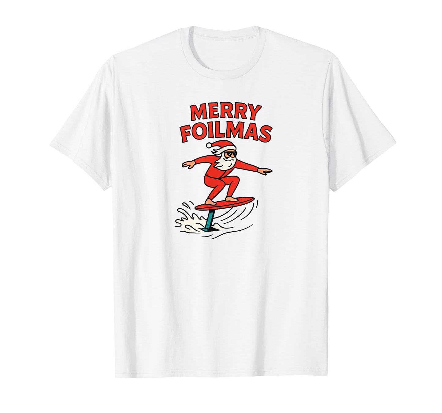 Merry Foilmas Santa Claus Hydrofoiling Christmas Design T-Shirt