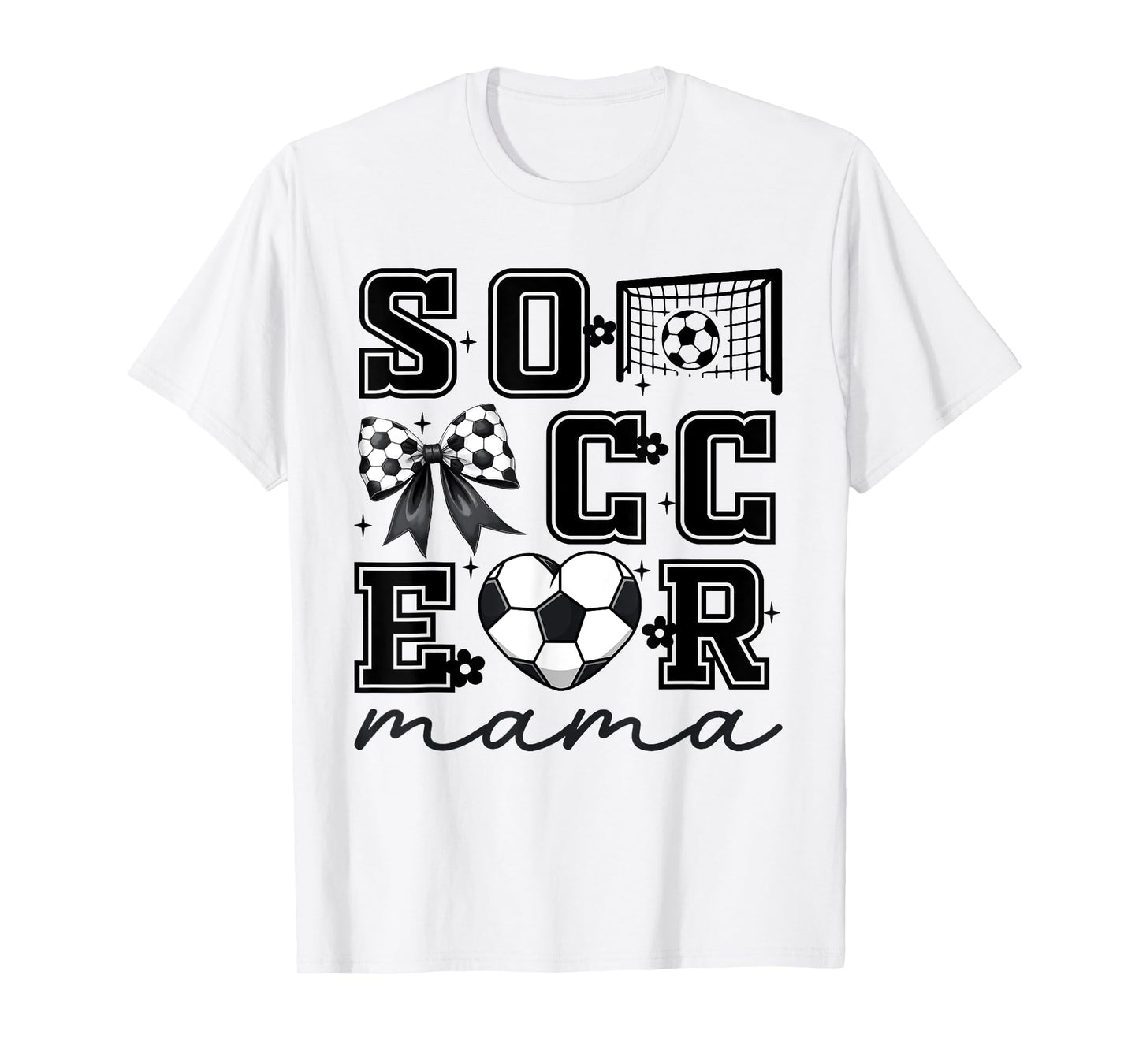 Soccer Mama Coquette Bow Funny Soccer Cheer Mama T-Shirt