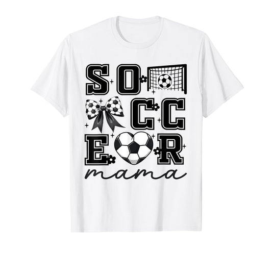 Soccer Mama Coquette Bow Funny Soccer Cheer Mama T-Shirt