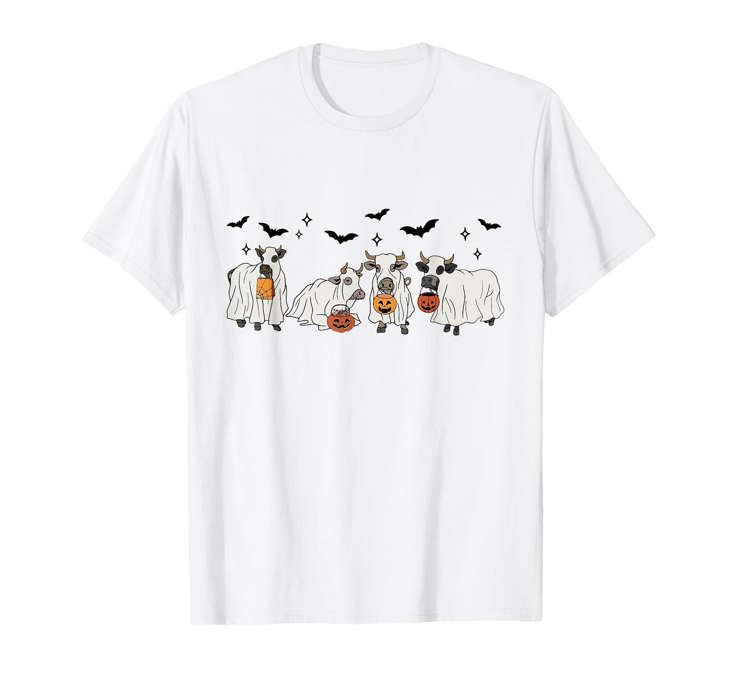 Fall Cow Trick Or Treat Halloween Ghost Cow Farm Cow Lover T-Shirt