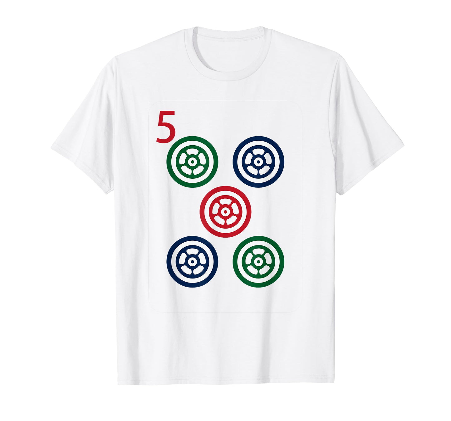 Chinese Mah Jong Dots Pinzu Five Tile Mahjong Costume T-Shirt