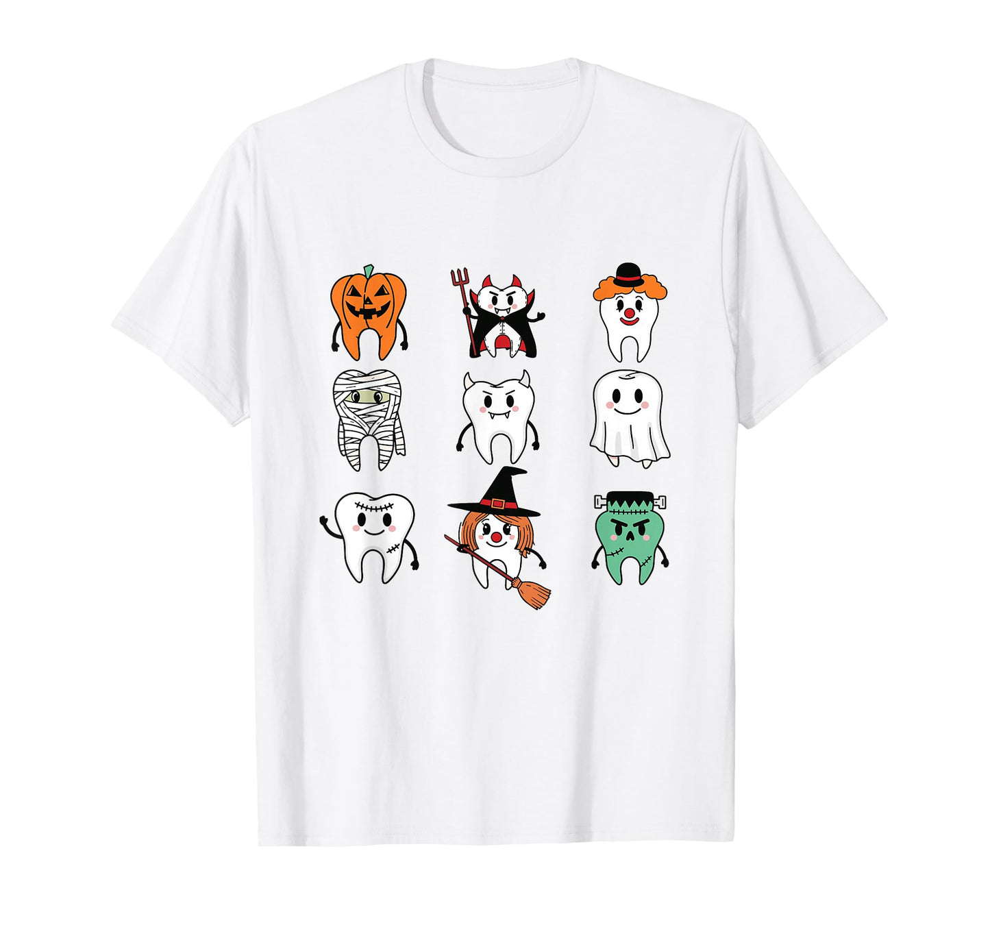 Teeth Ghost Dentist Dental Halloween Ghost Dental Crew T-Shirt