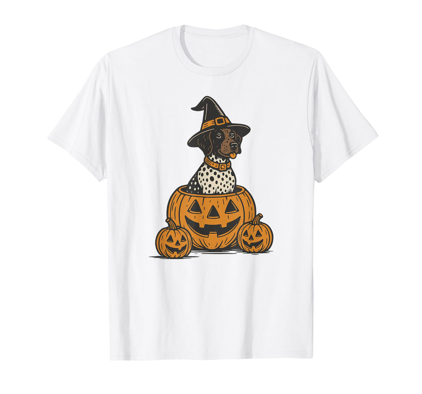 Retro German Shorthaired Pointer Halloween Dog in Pumpkins T-Shirt