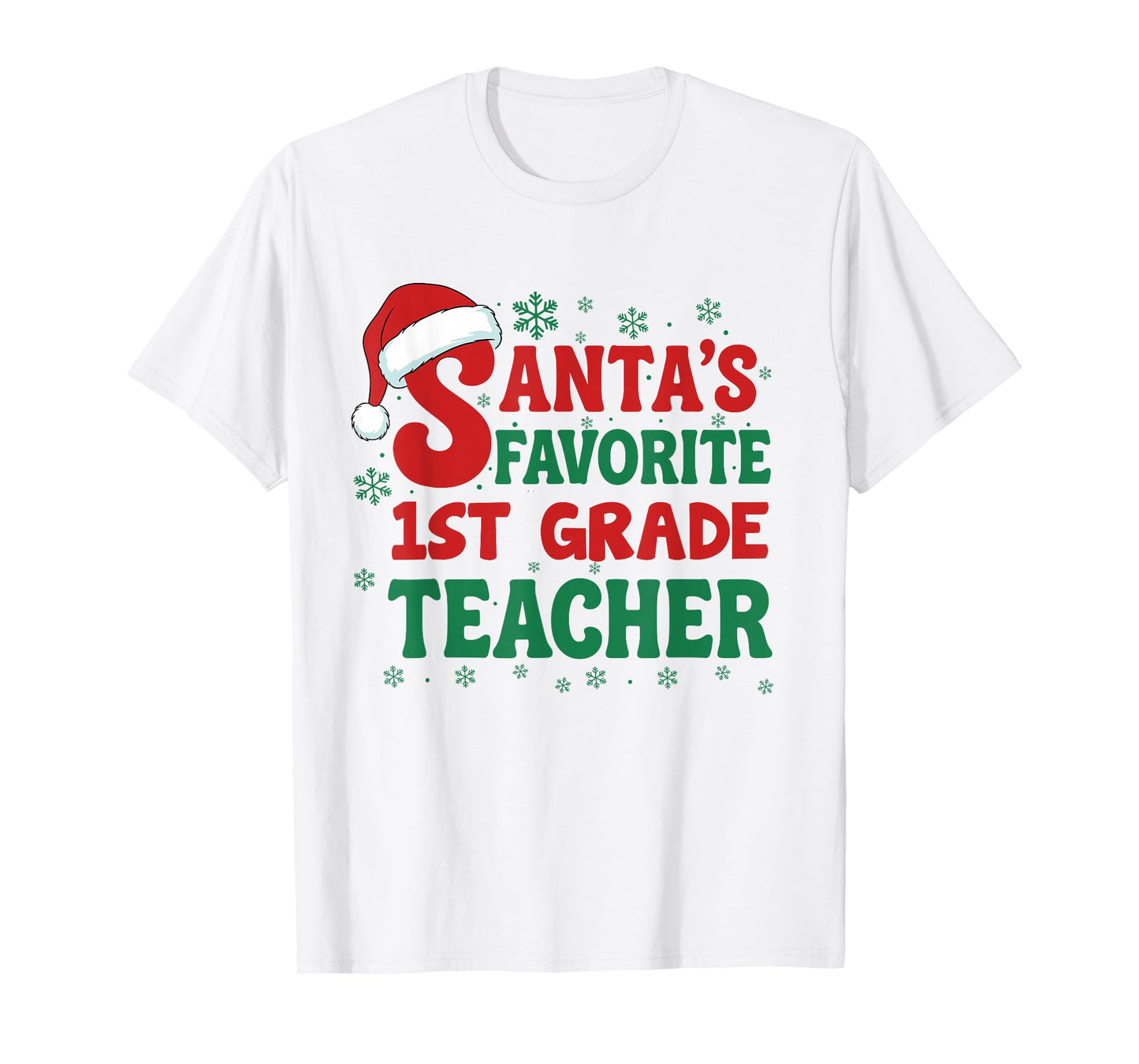 Santa's Favorite 1st Grade Teacher Christmas Holiday Pajama T-Shirt