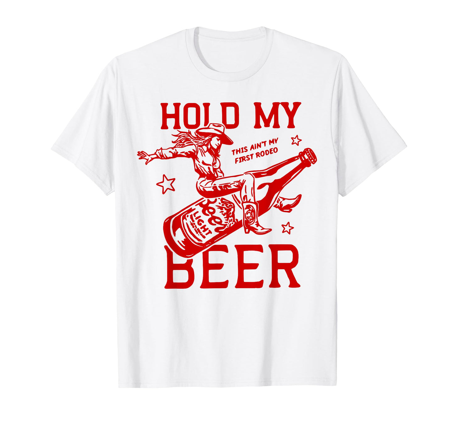 Funny Hold Beer Western Graphic Girl Women T-Shirt