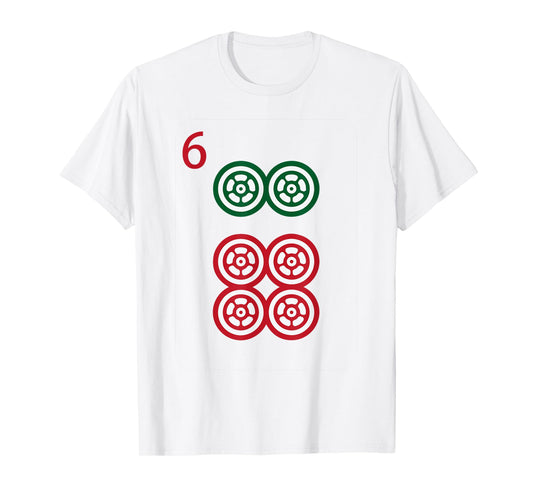 Chinese Mah Jong Dots Pinzu Six Tile Mahjong Costume T-Shirt