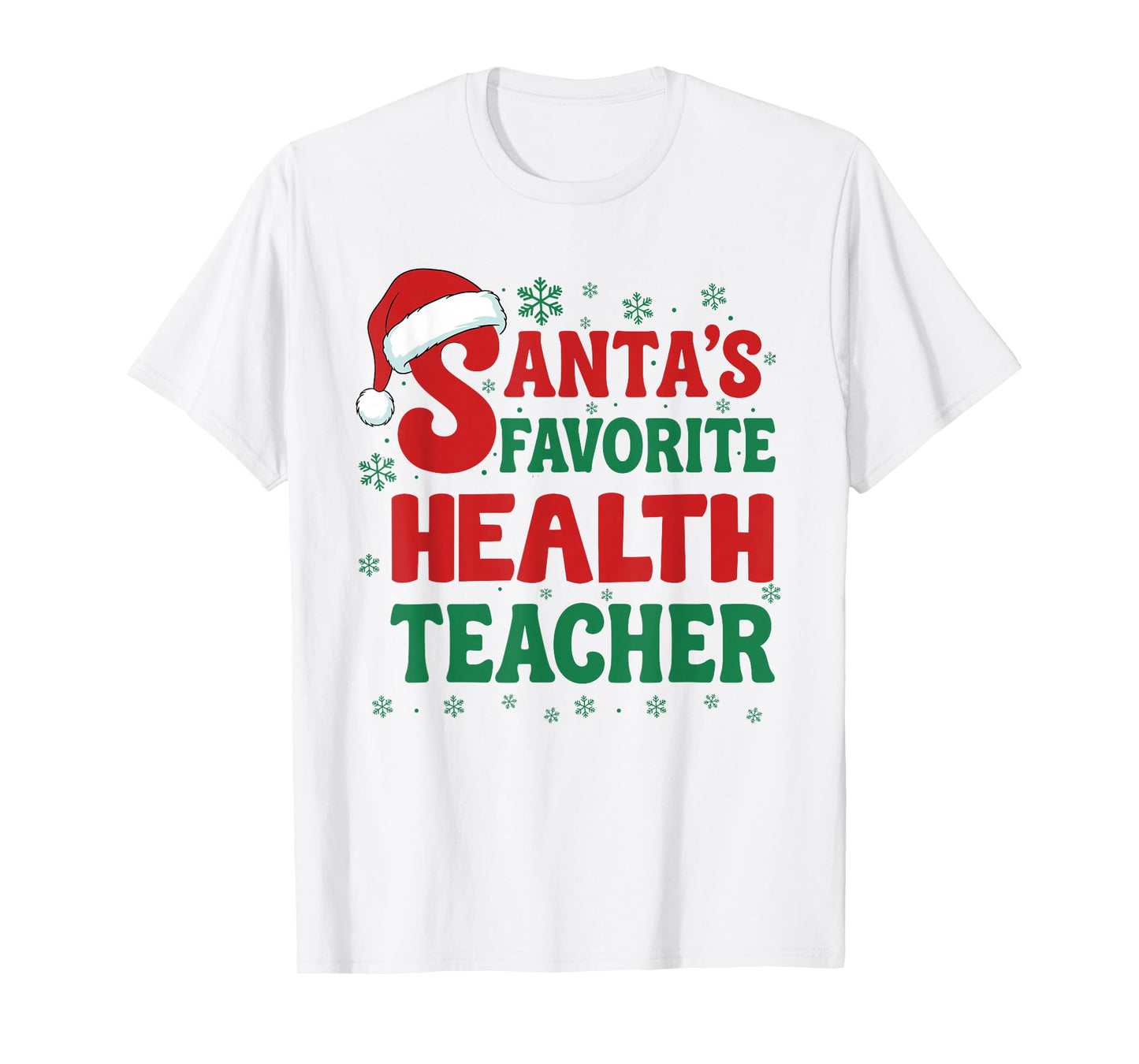 Santa's Favorite Health Teacher Christmas Holiday Pajama T-Shirt