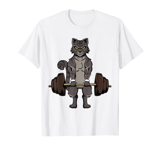 Deadlifting Cat Gym Workout Kitten Deadlifting Weightlifting T-Shirt for Men Women