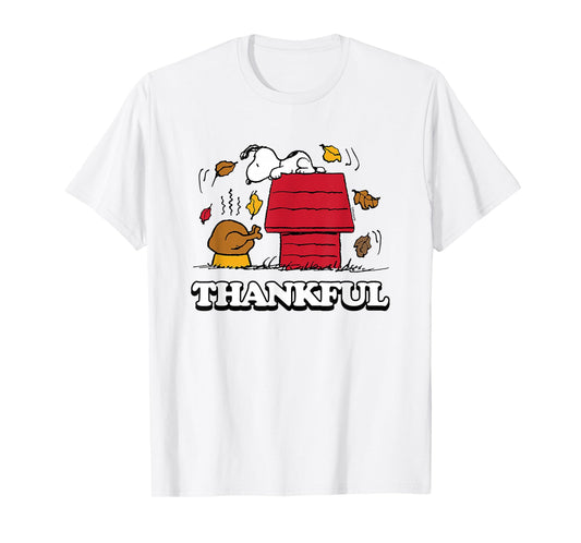 Peanuts - Snoopy Thankful Turkey with Fall Leaves T-Shirt
