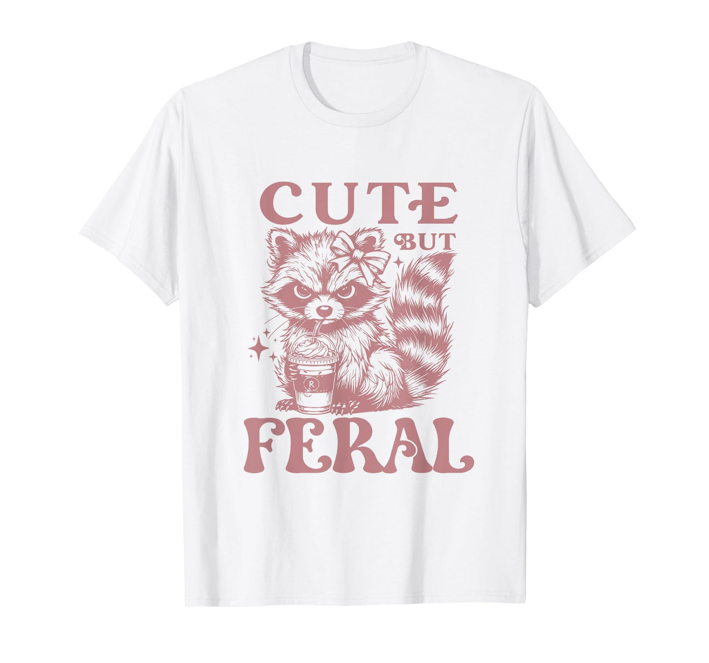 Raccoon Cute But Feral Vintage Raccoon Funny Coffee Lovers T-Shirt