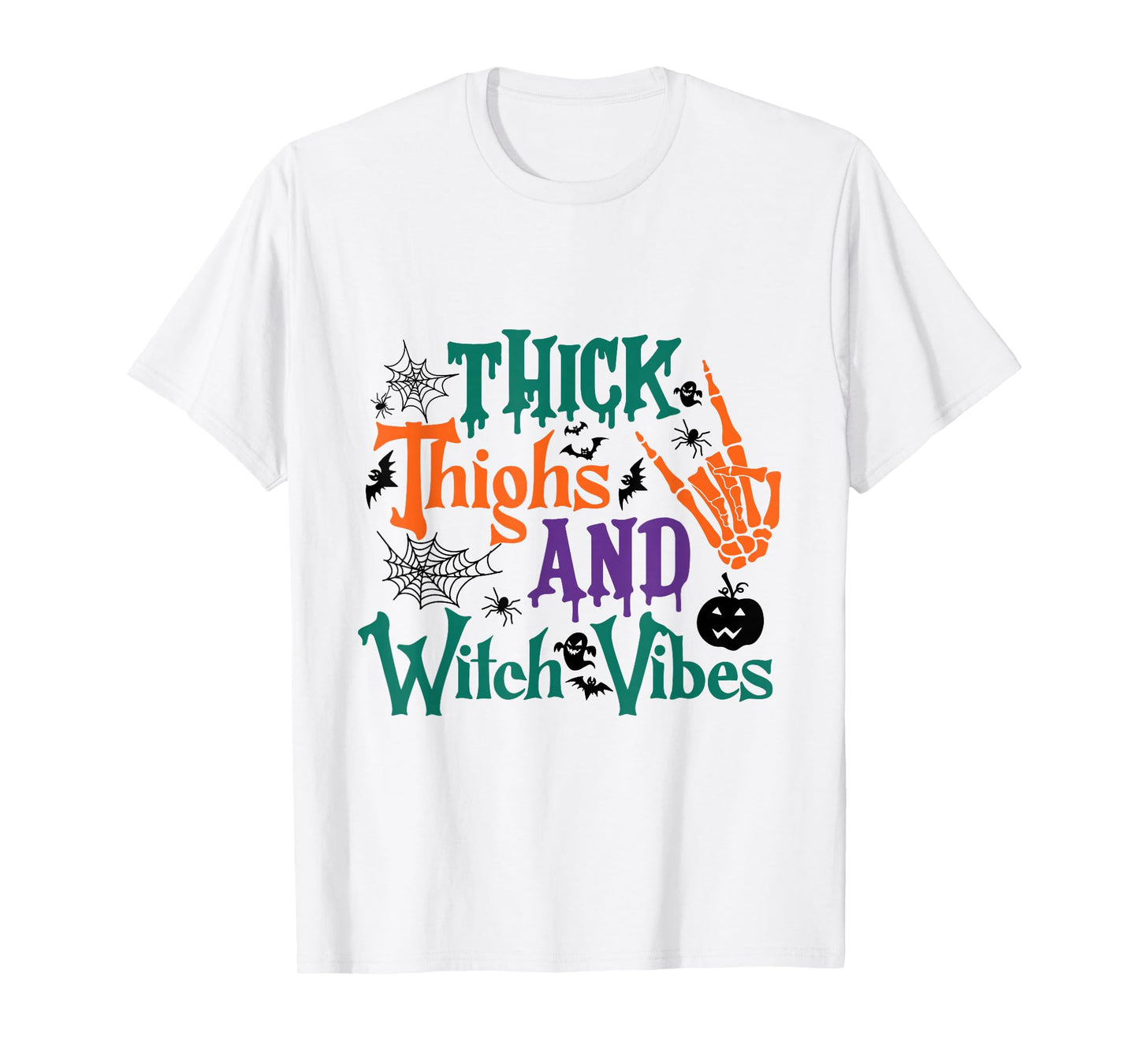 Thick Thighs & Witch Vibes Halloween Fun T-Shirt