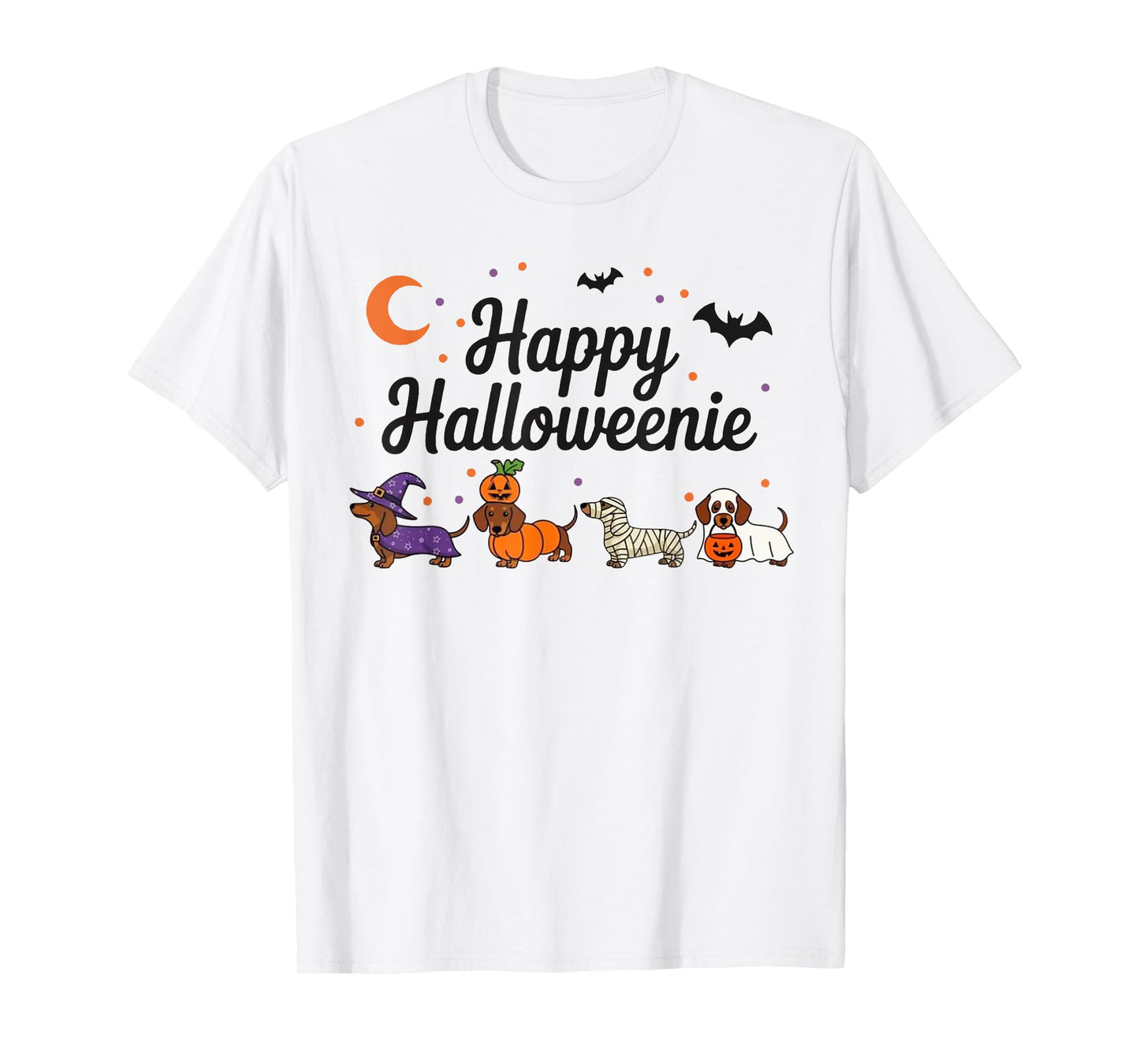 Weiner Dog Witch Happy Halloweenie Cute Halloween Dachshund T-Shirt