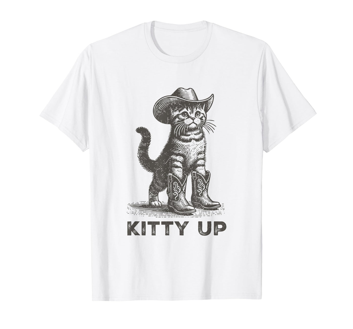 Kitty Up Vintage Country Music Cat Lover Funny Cowboy Cat T-Shirt