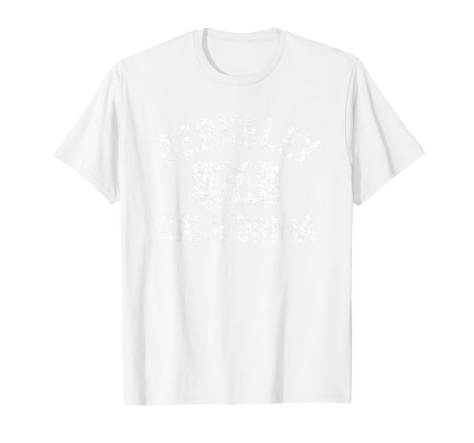 Berkeley California Gym Style Pink w Distressed White Print T-Shirt