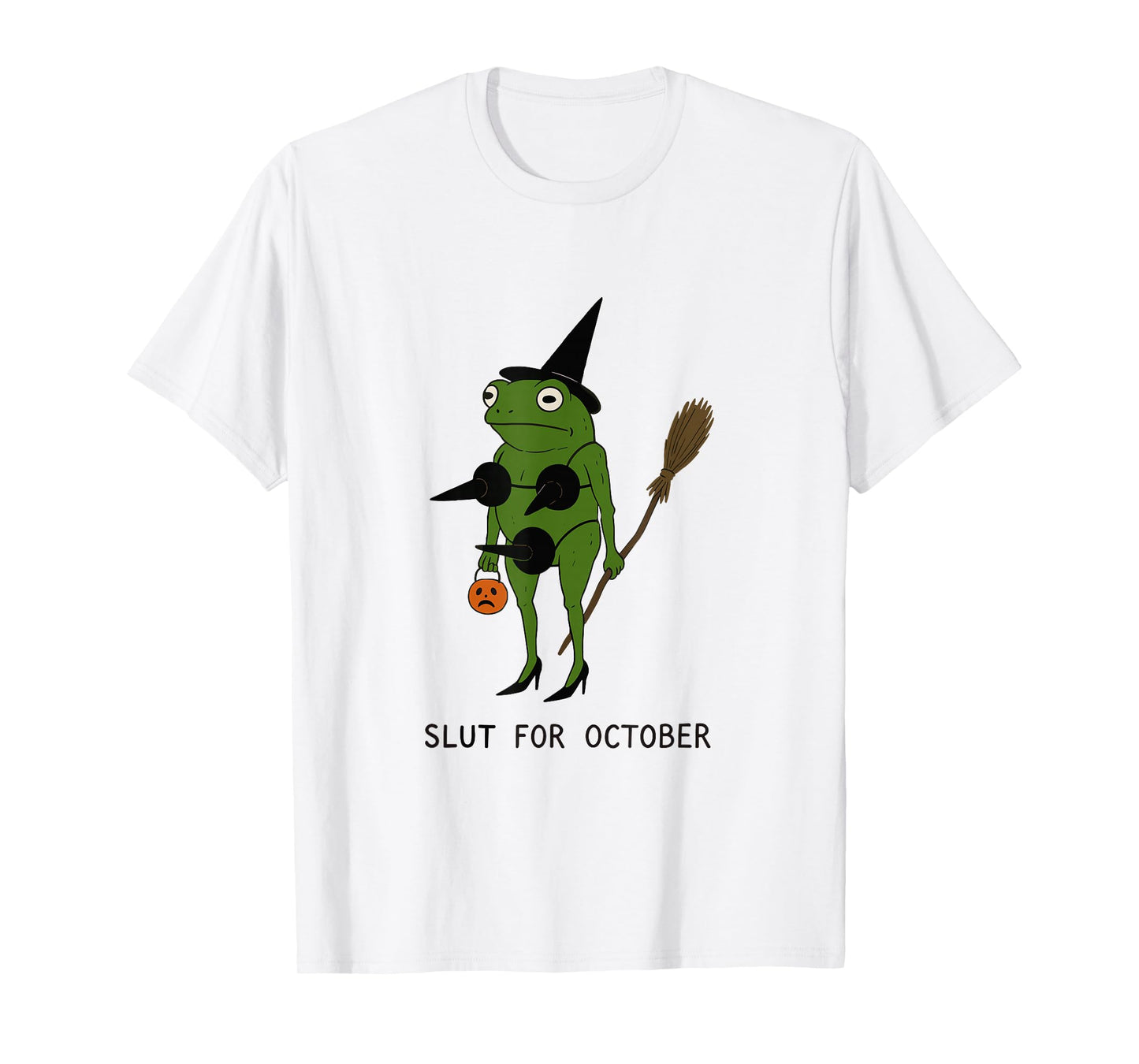 Slut for October Halloween Frog Wizard Frog Witch Frog Meme T-Shirt