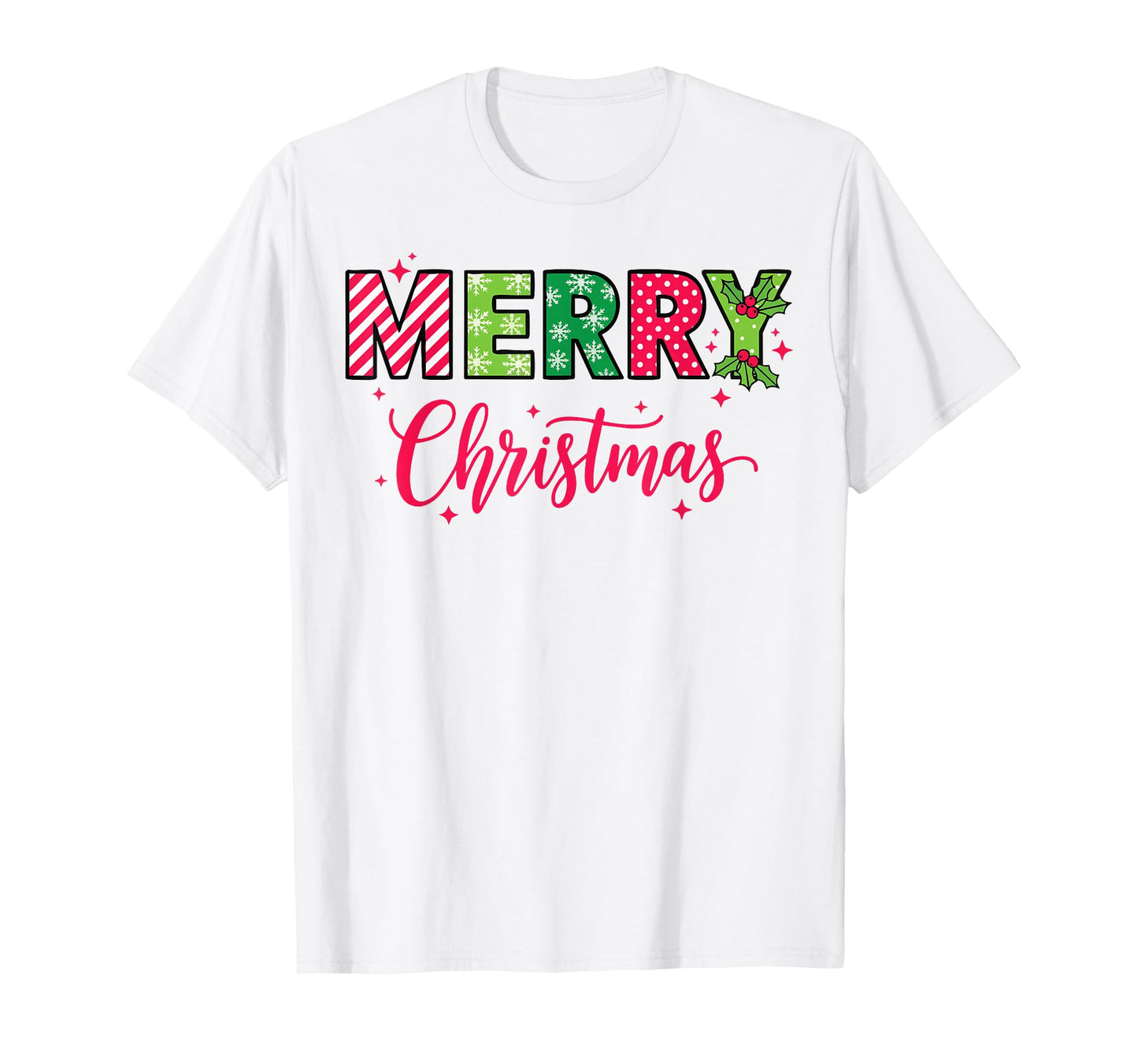 Merry Christmas Lights Red Santa Hat Xmas Family Men Women T-Shirt