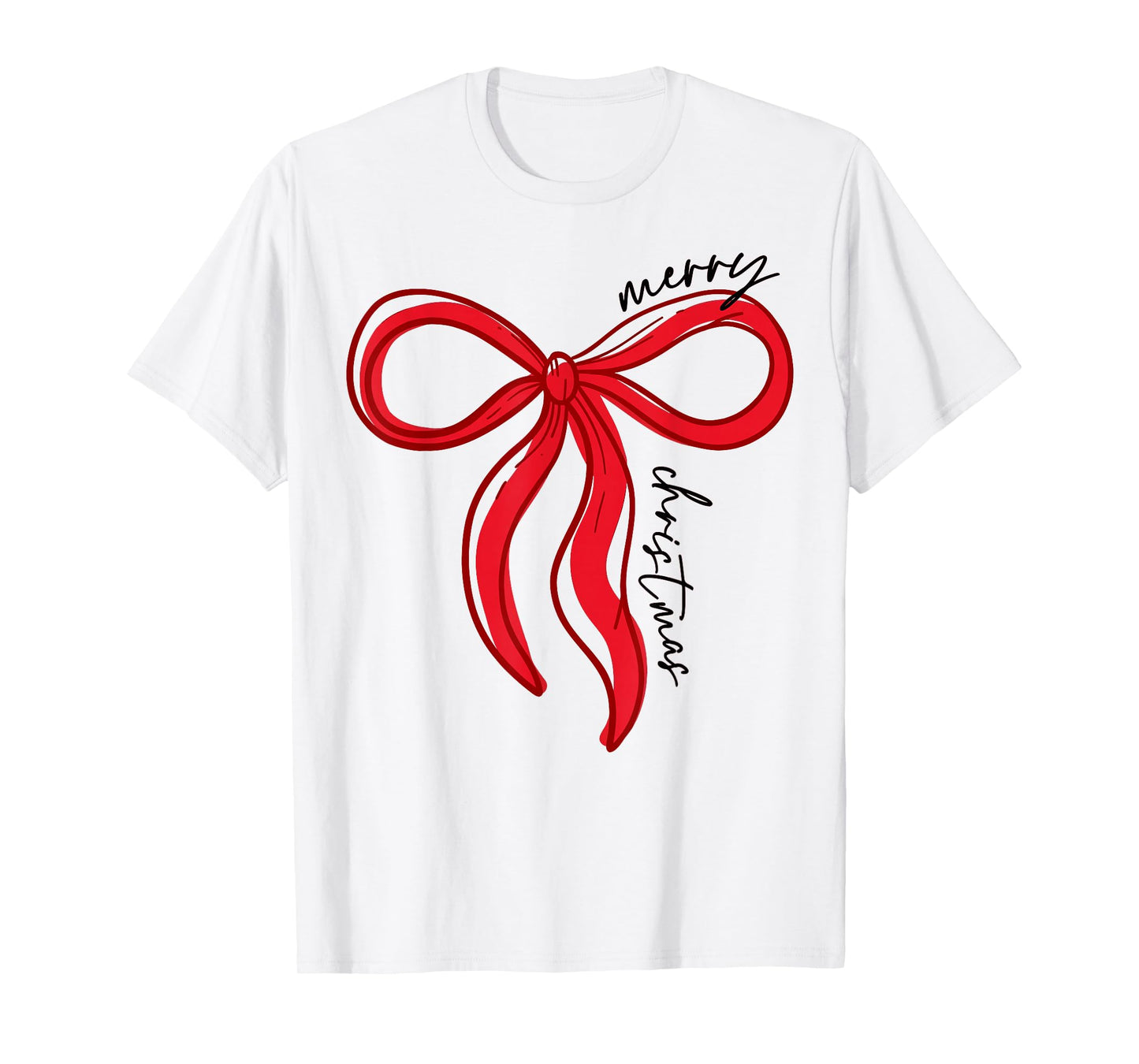 Coquette Bow Merry Christmas Xmas Family Pajamas Holiday T-Shirt