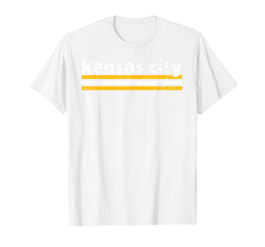 KC Tee Kansas City Retro Vintage Distressed 3 Stripes RED KC T-Shirt