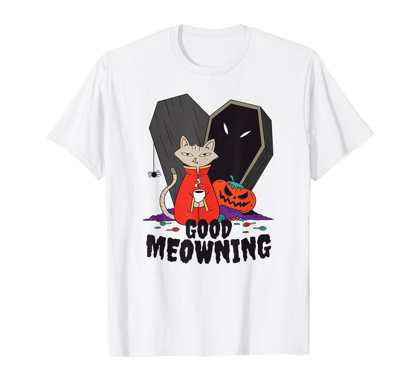 Good Meowning Vampire Halloween Cat T-Shirt