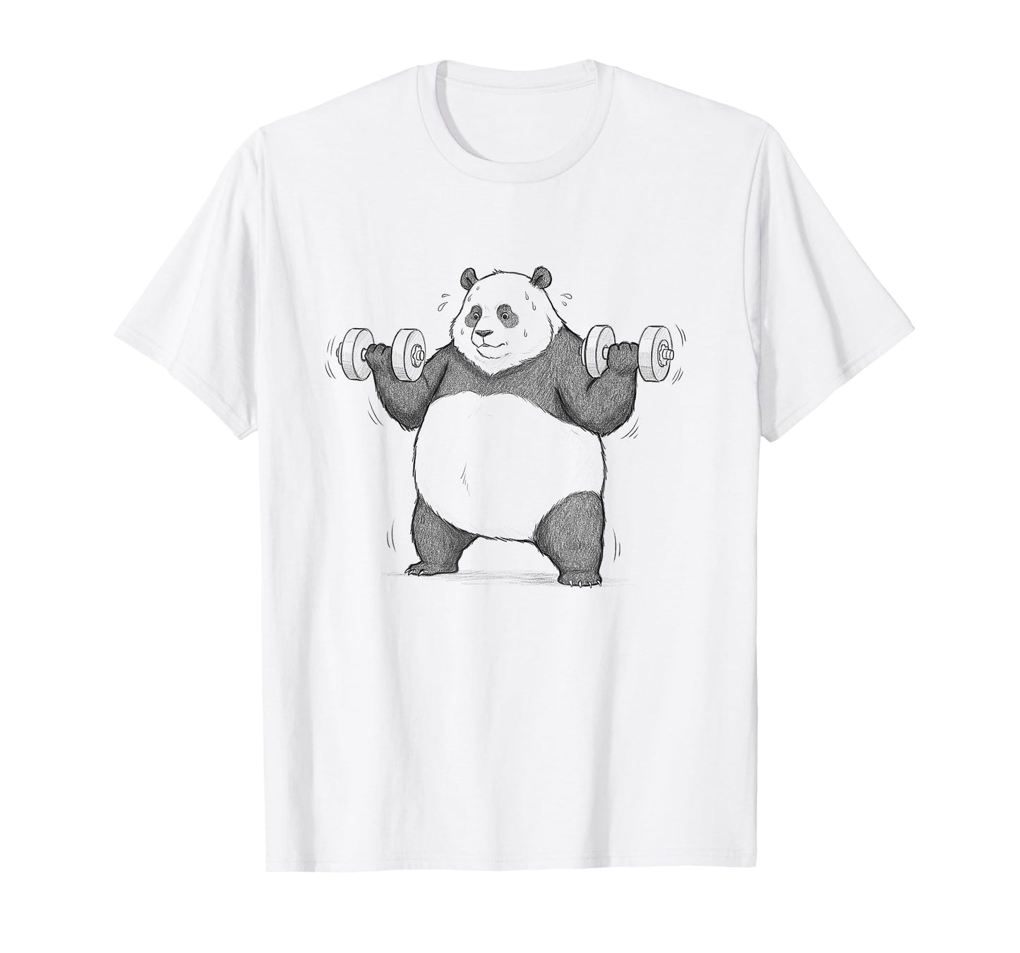 Panda Lifting Dumbbells Gym Funny Design For Men T-Shirt