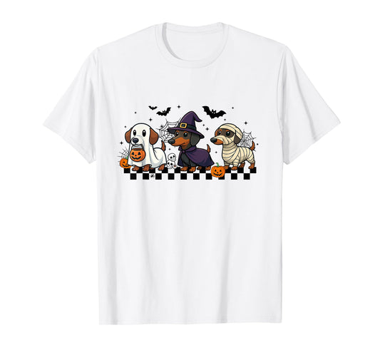 Funny Weiner Dog Ghost Witch Mummy Scary Halloween Dachshund T-Shirt