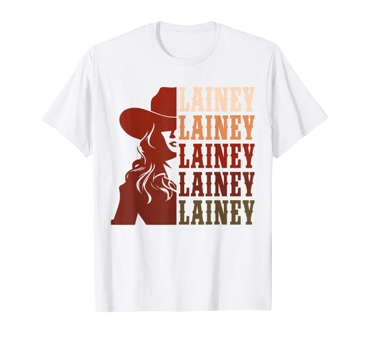 Girl Retro First Name Lainey Personalized Cowgirl Party T-Shirt