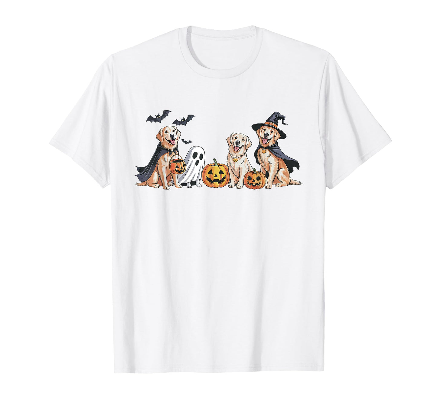 Retro Golden Retriever Dogs Ghost Boo Witch Funny Halloween T-Shirt
