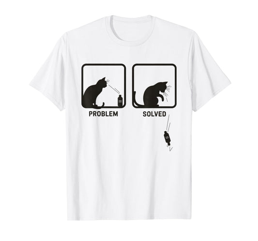 Problem Solved Funny Sarcastic Cat Graphic T-Shirt