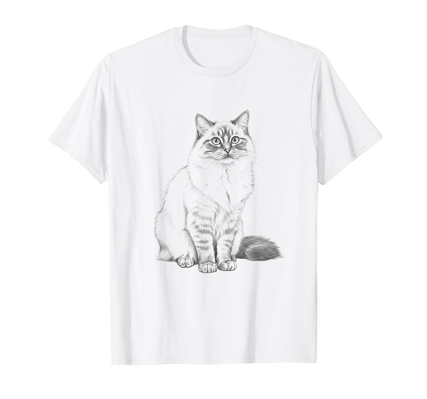 Vintage Ragdoll Cat Sketch Art Design T-Shirt