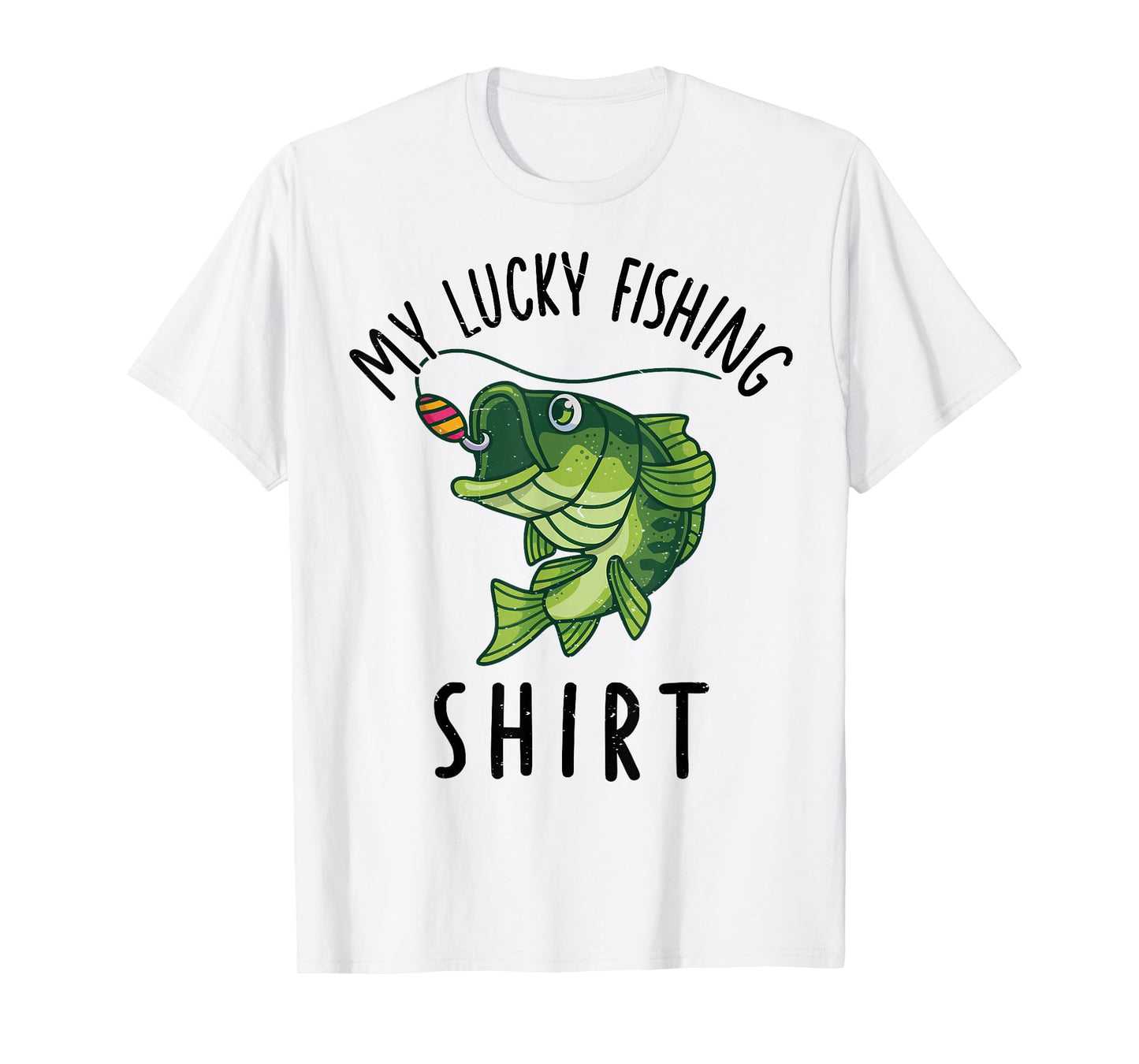 Kids My Lucky Fishing-Shirt Boys Large Mouth Bass Dad Funny T-Shirt