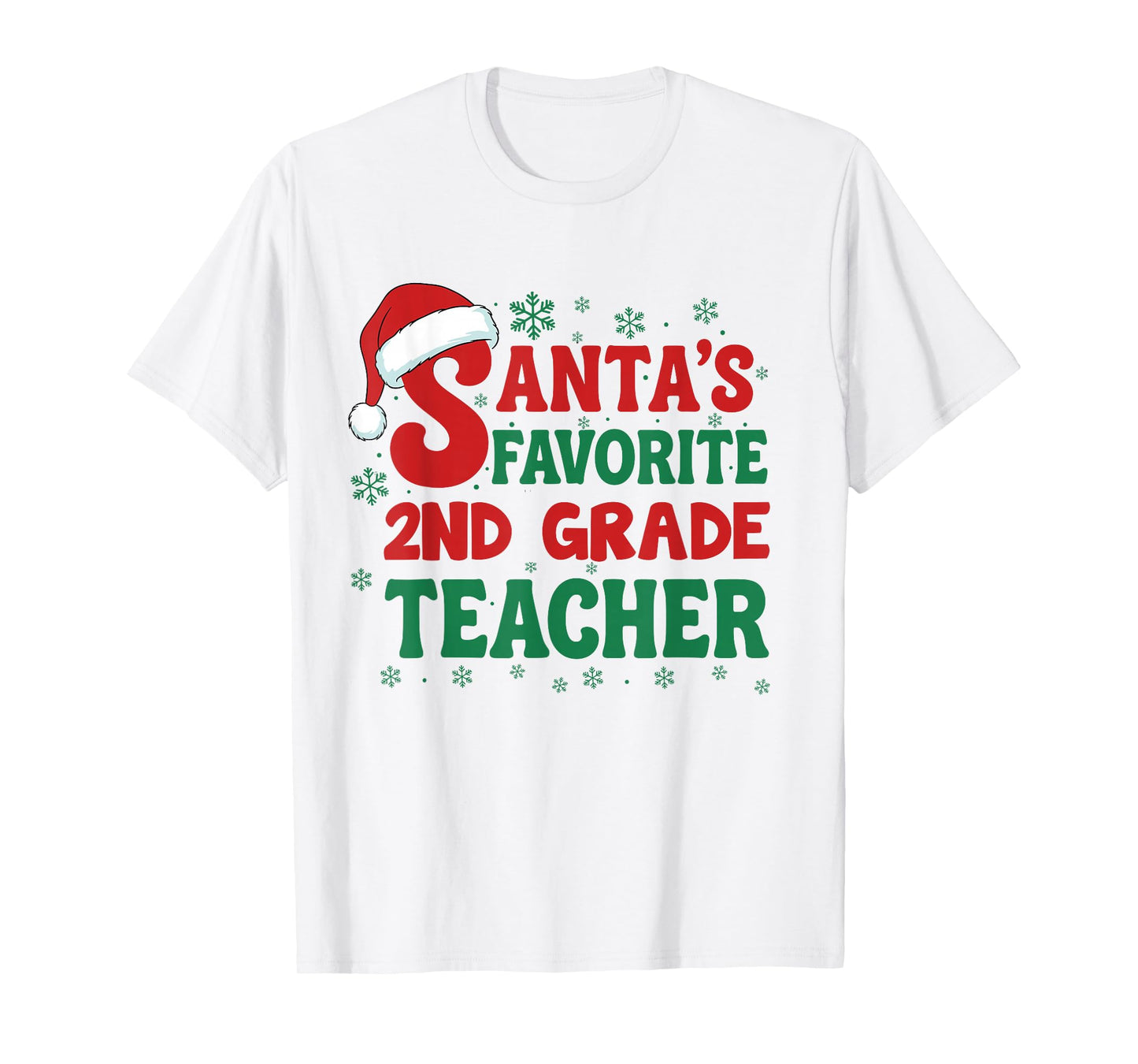 Santa's Favorite 2nd Grade Teacher Christmas Holiday Pajama T-Shirt