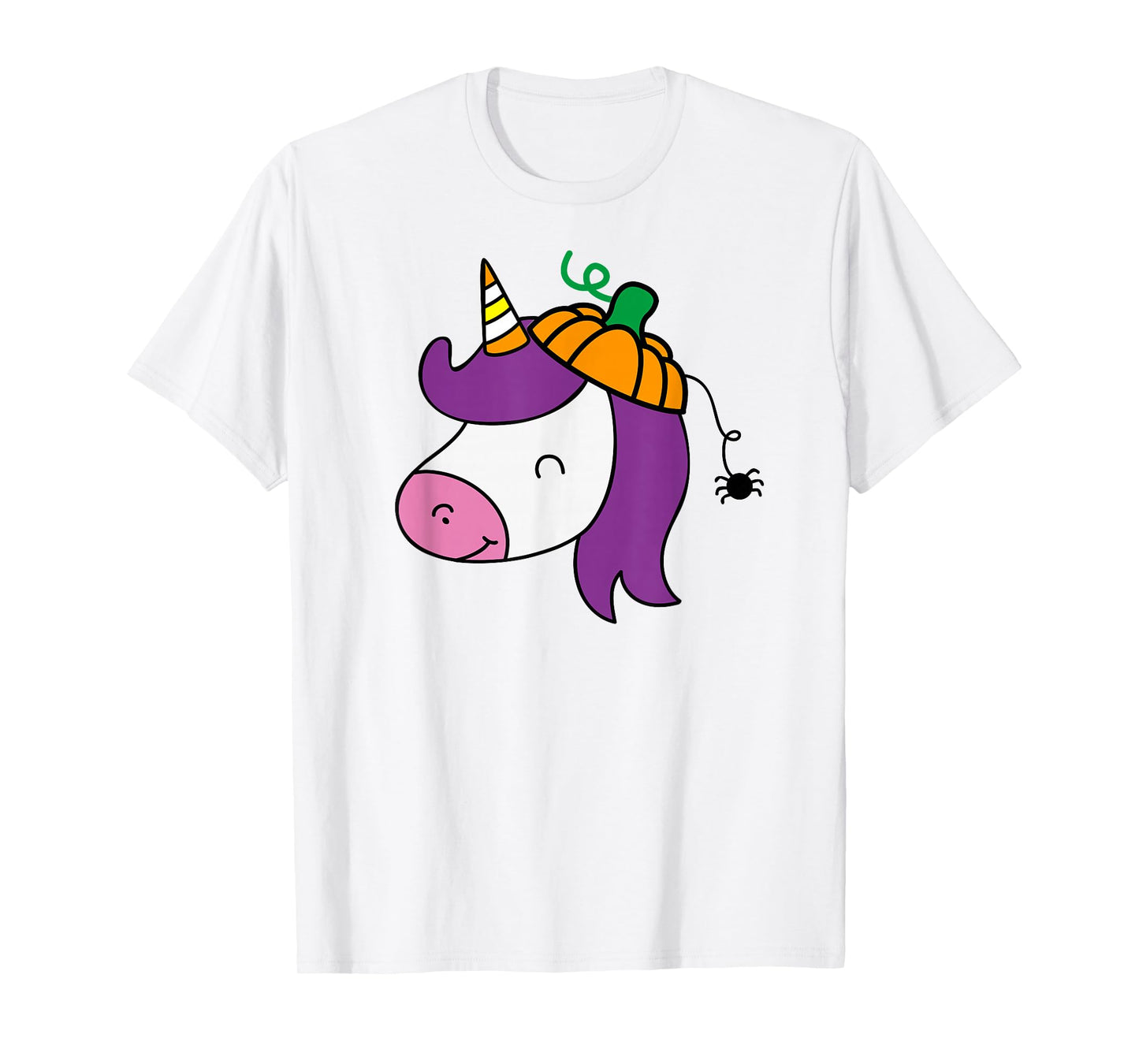Unicorn Smile Face Head Pumpkin Spider Halloween Costume T-Shirt