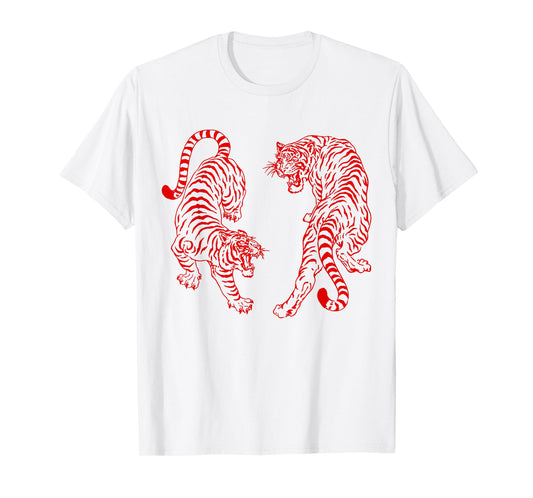 Vintage Tiger Yin Yang Graphic Men Women T-Shirt