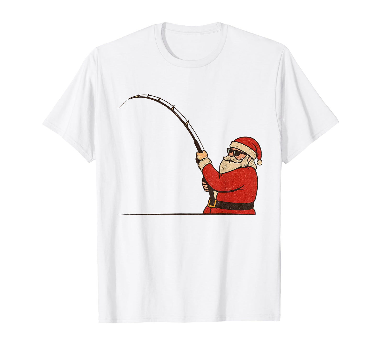 Santa Fishing Christmas Vintage Fish Funny Xmas T-Shirt