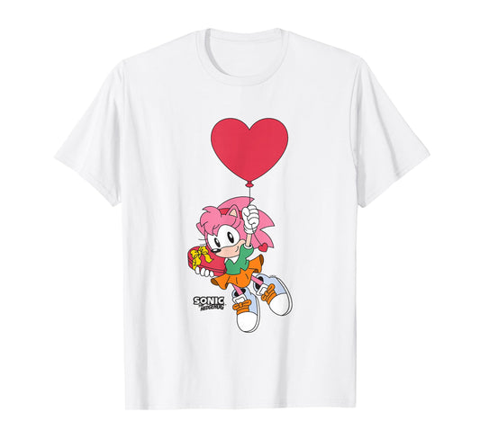 Sonic The Hedgehog Valentine's Day Cute Amy Rose Chest Logo T-Shirt