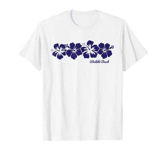 Waikiki Beach Hawaii Hibiscus Flower Souvenir Mens Womens T-Shirt