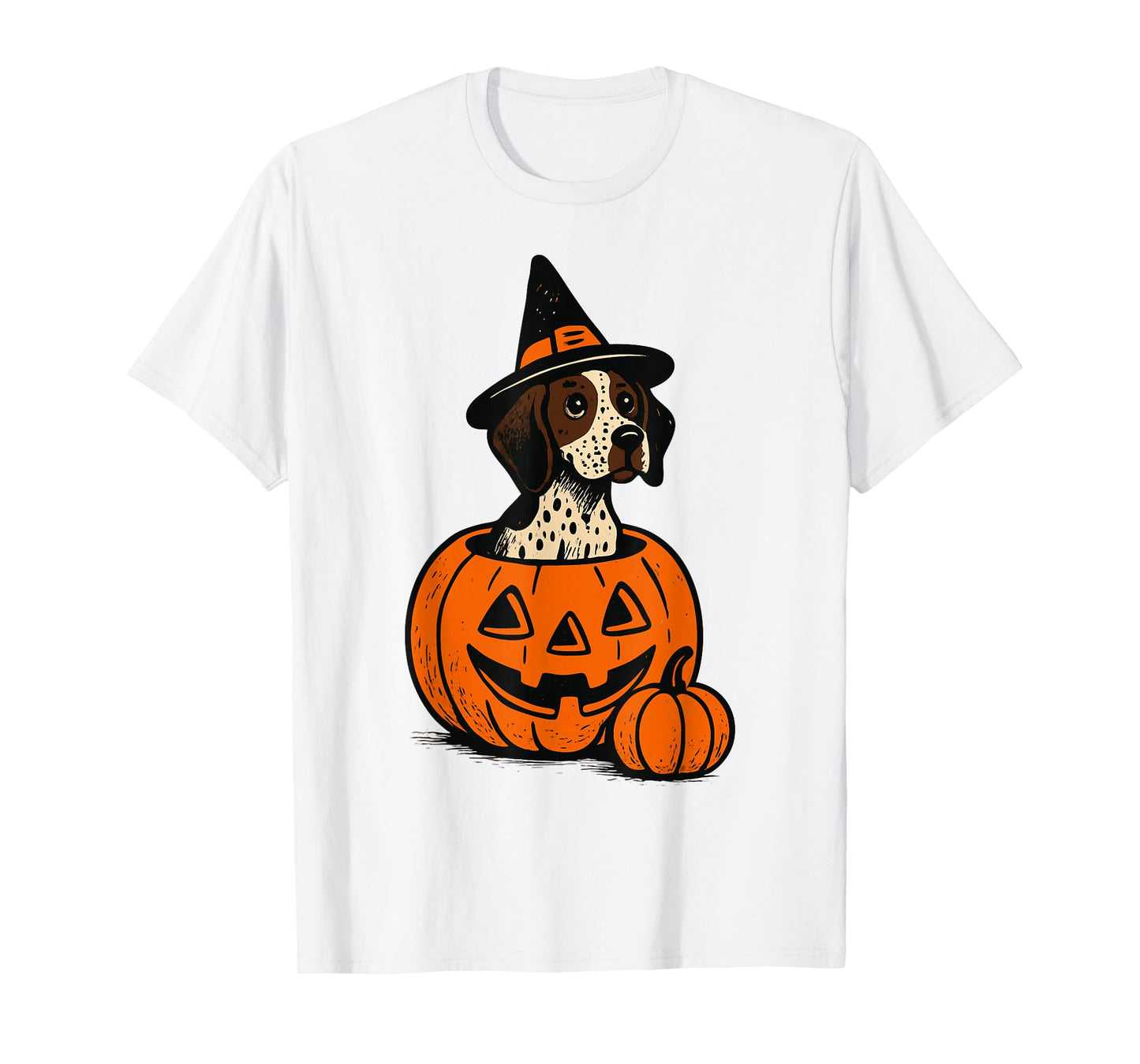 Halloween Shorthaired Pointer Dog in Pumpkins Spooky Vibes T-Shirt