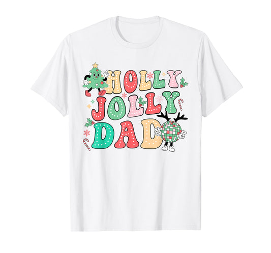 Groovy Holly Xmas Jolly Dad Christmas Vibes Matching Family T-Shirt