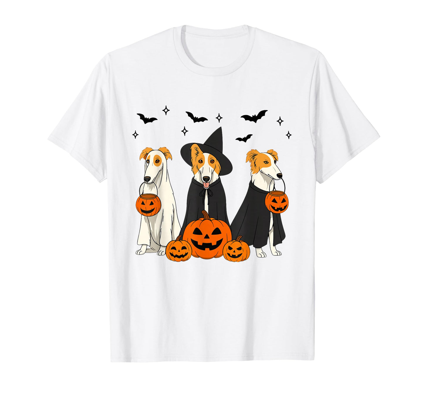 Witch Borzoi Dog Halloween Spooky Borzoi Dog Mom Dog Lover T-Shirt