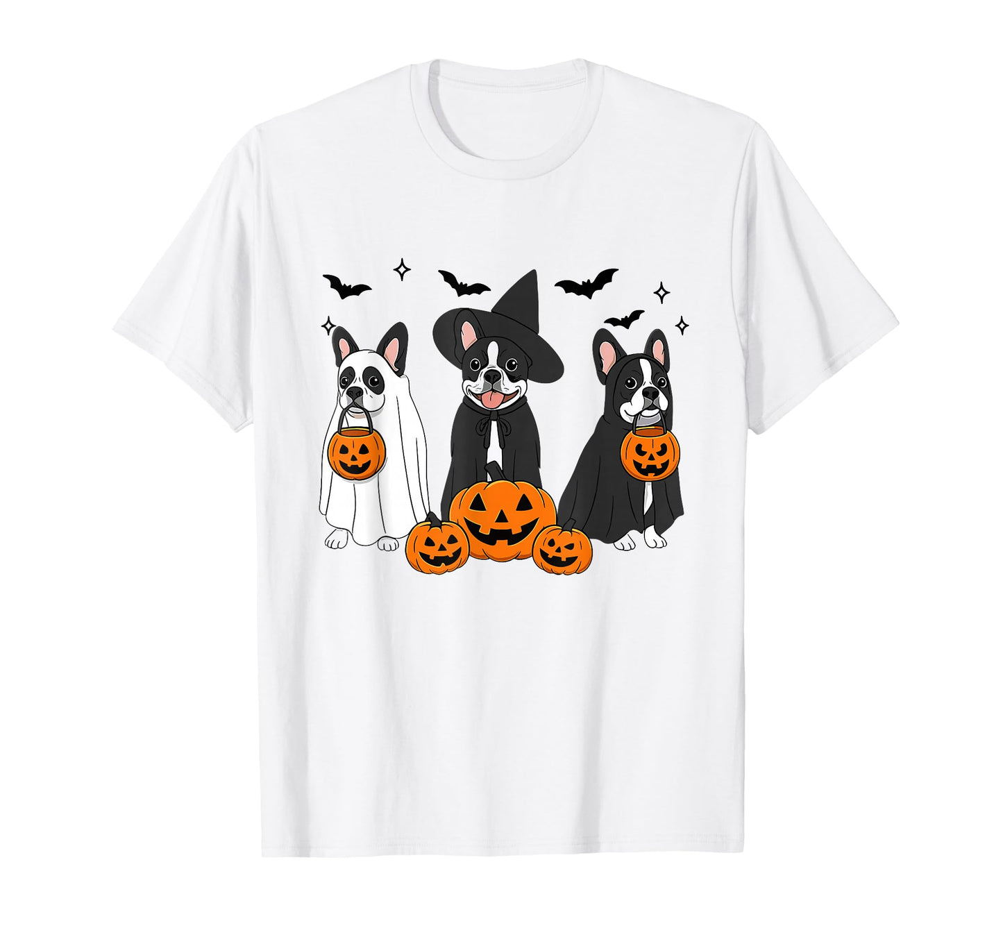 Witch Boston Terrier Halloween Boston Terrier Ghost Dog Mom T-Shirt